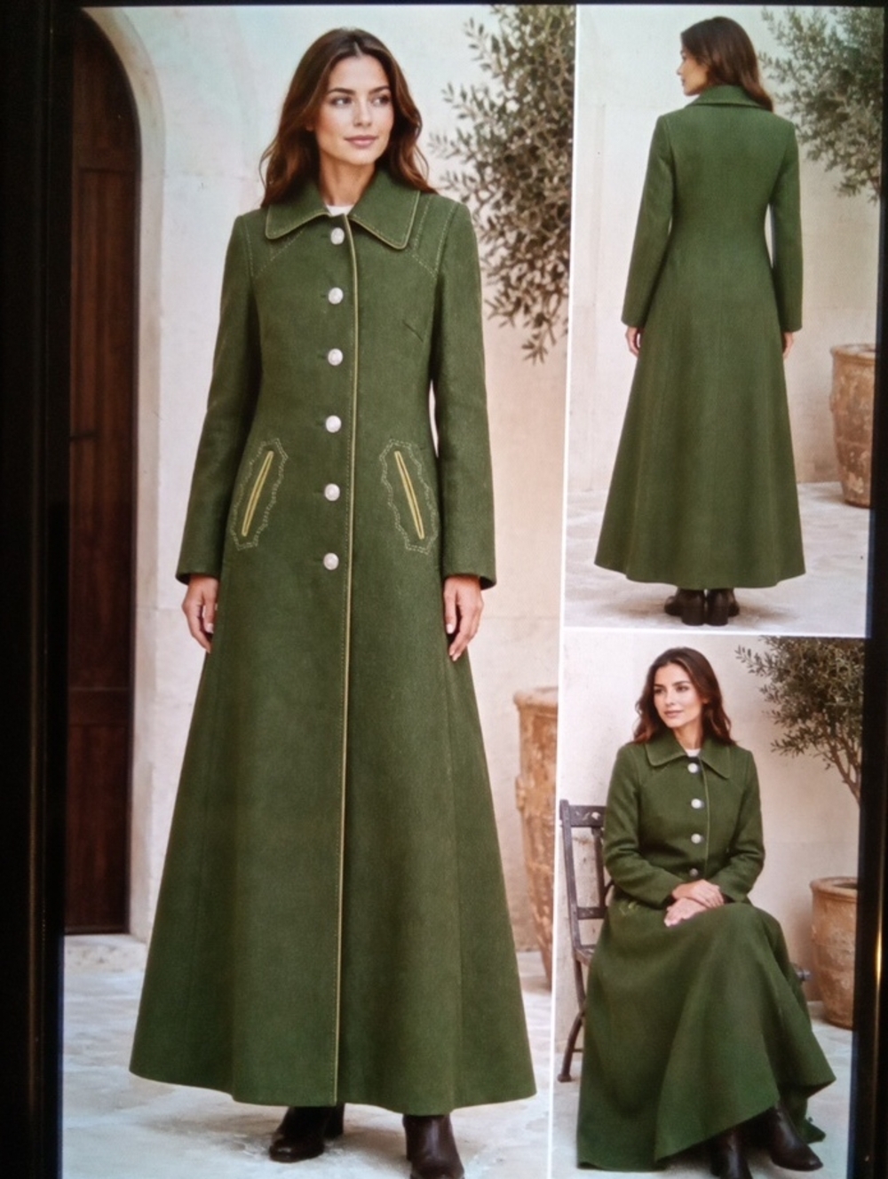 Womens Wool Vintage Coat German Bavaria Loden Green Belted Womens 42